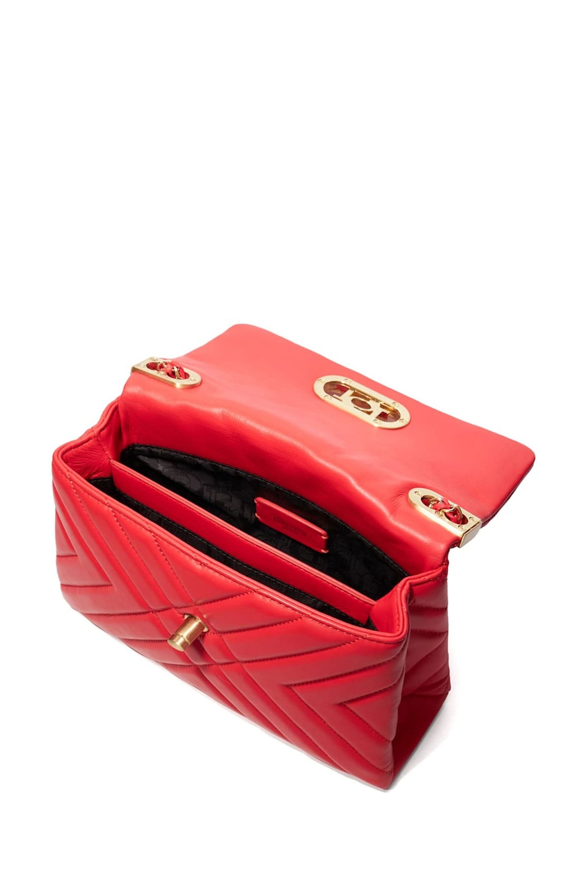 Dune London Red Chrome Small Regent Quilted Shoulder Bag - Image 5 of 5