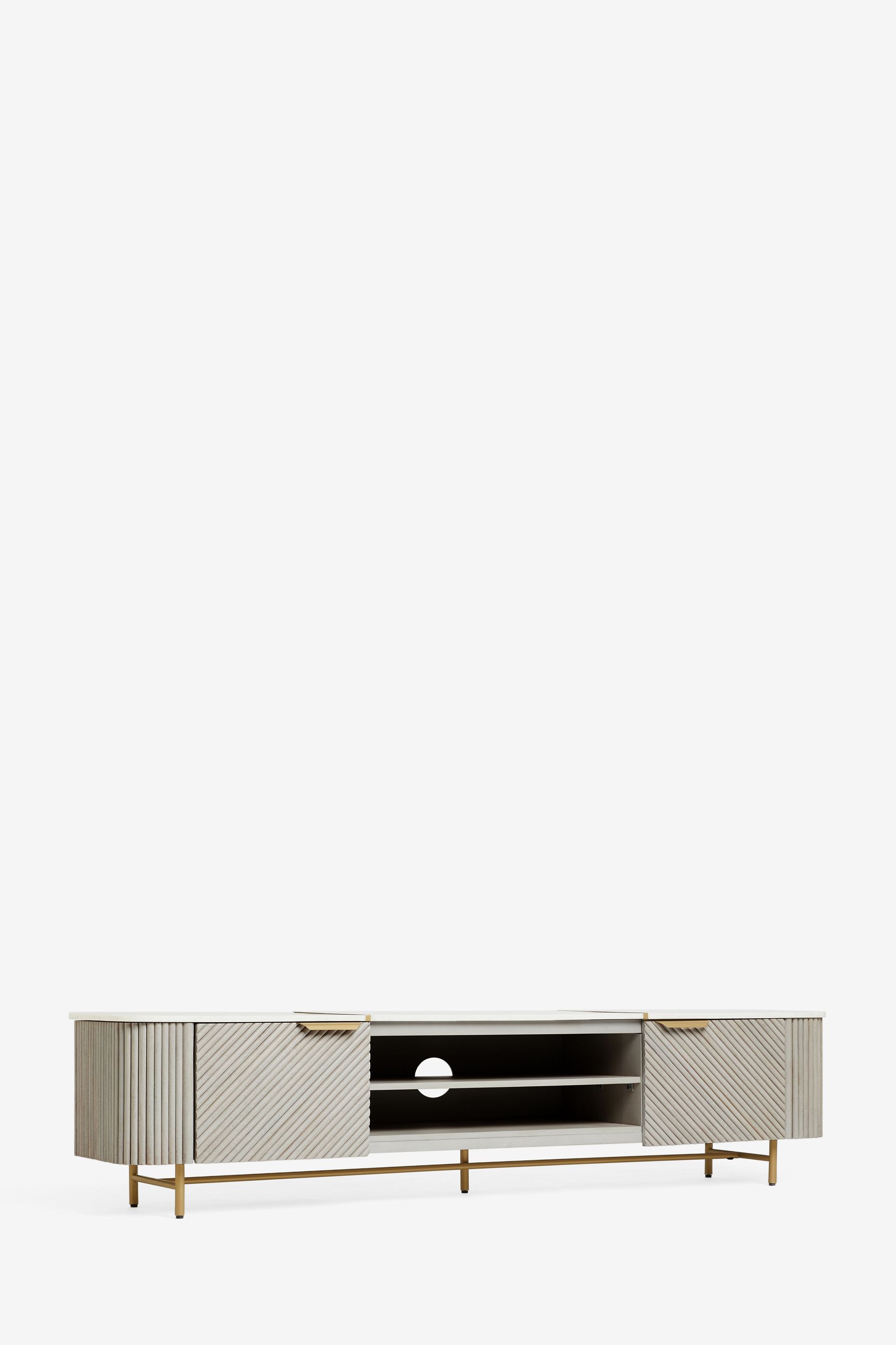 Buy Light Grey Valencia Mango Wood Up to 80 inch TV Unit from the Next UK online shop