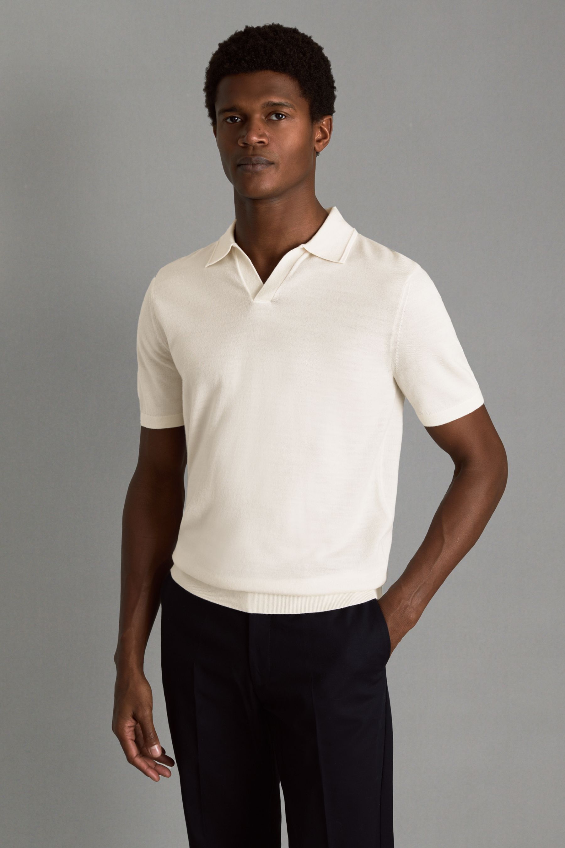Buy Reiss Snow Duchie Merino Wool Open Collar Polo Shirt from Next Armenia