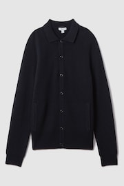 Reiss Navy Kiedler Ribbed Wool Cardigan - Image 2 of 6