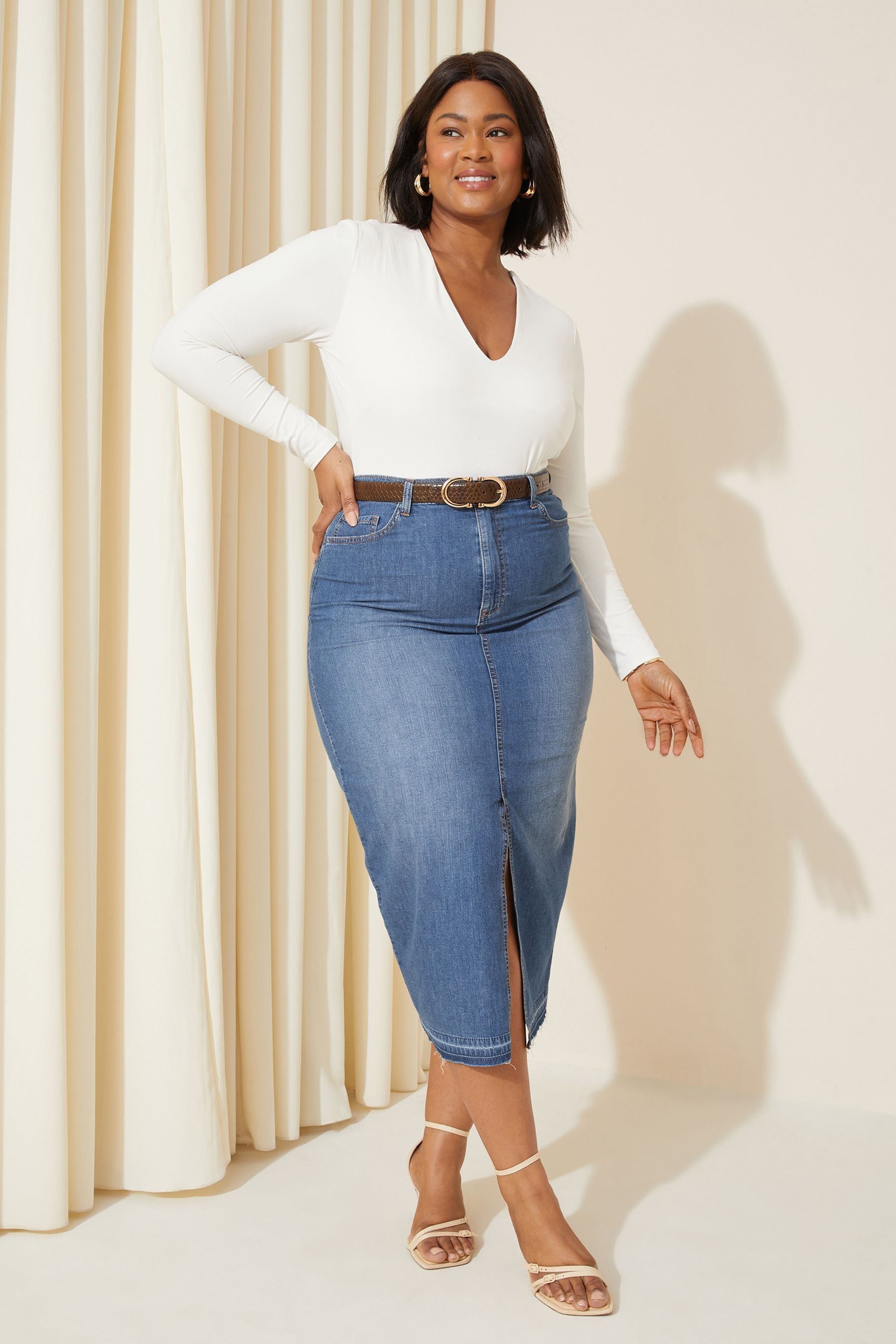 Denim pencil skirt 4 inch shop