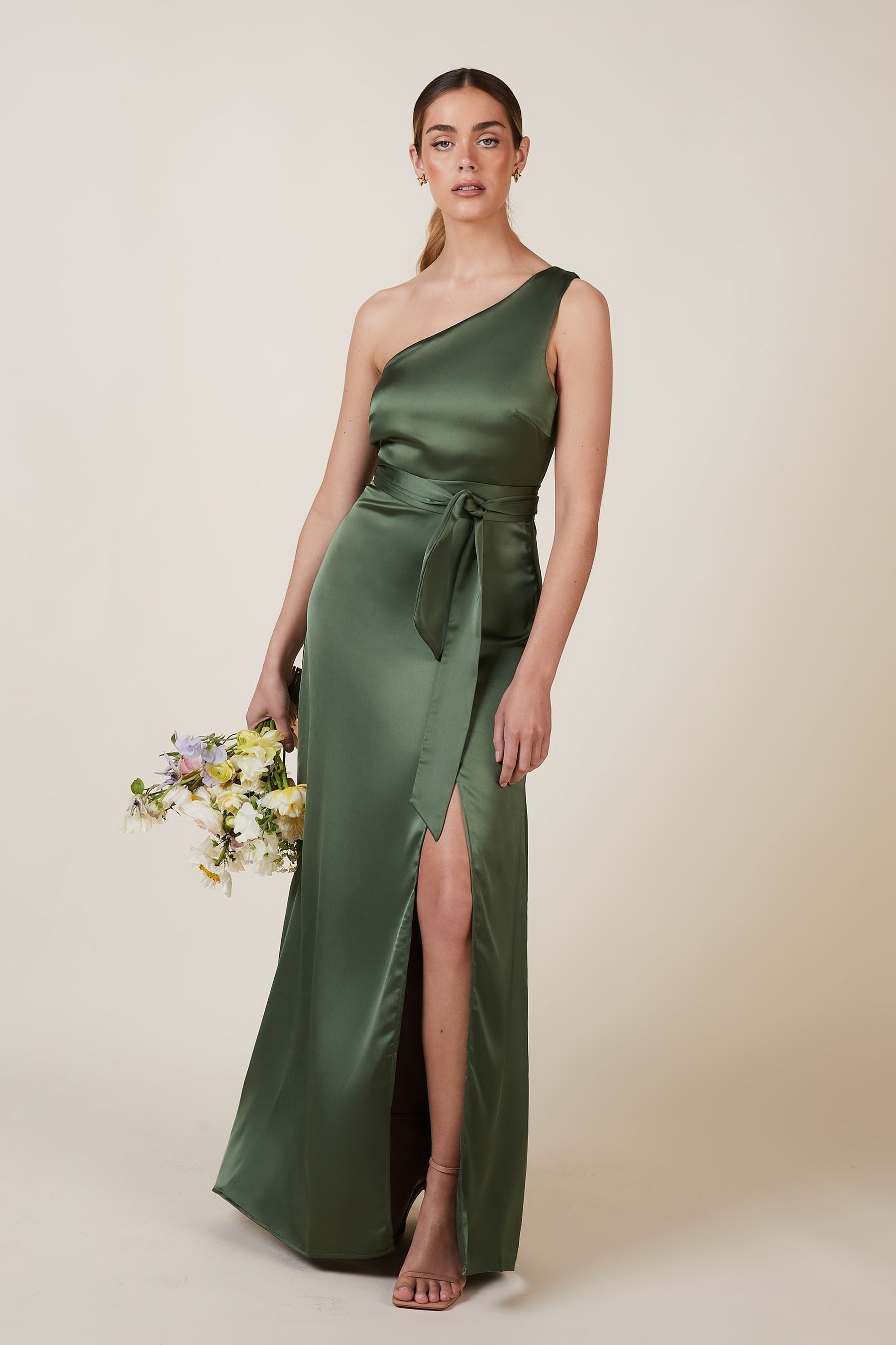 Rewritten Green Porto One Shoulder Bridesmaid Dress