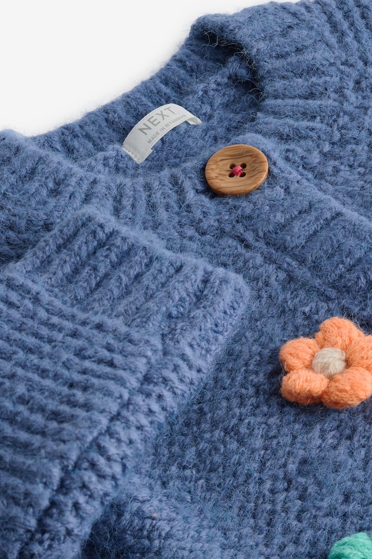 Blue 3D Flower Cardigan (3mths-7yrs) - Image 8 of 8