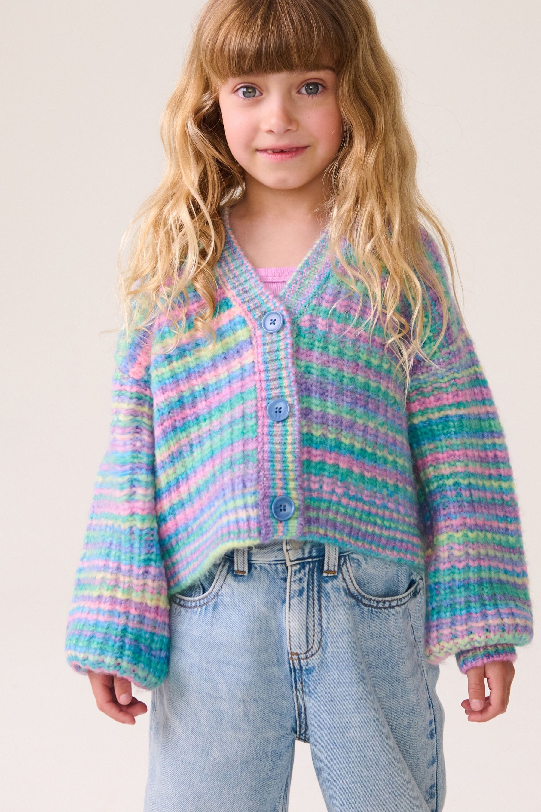 Rainbow Boxy Cardigan 3 16yrs
