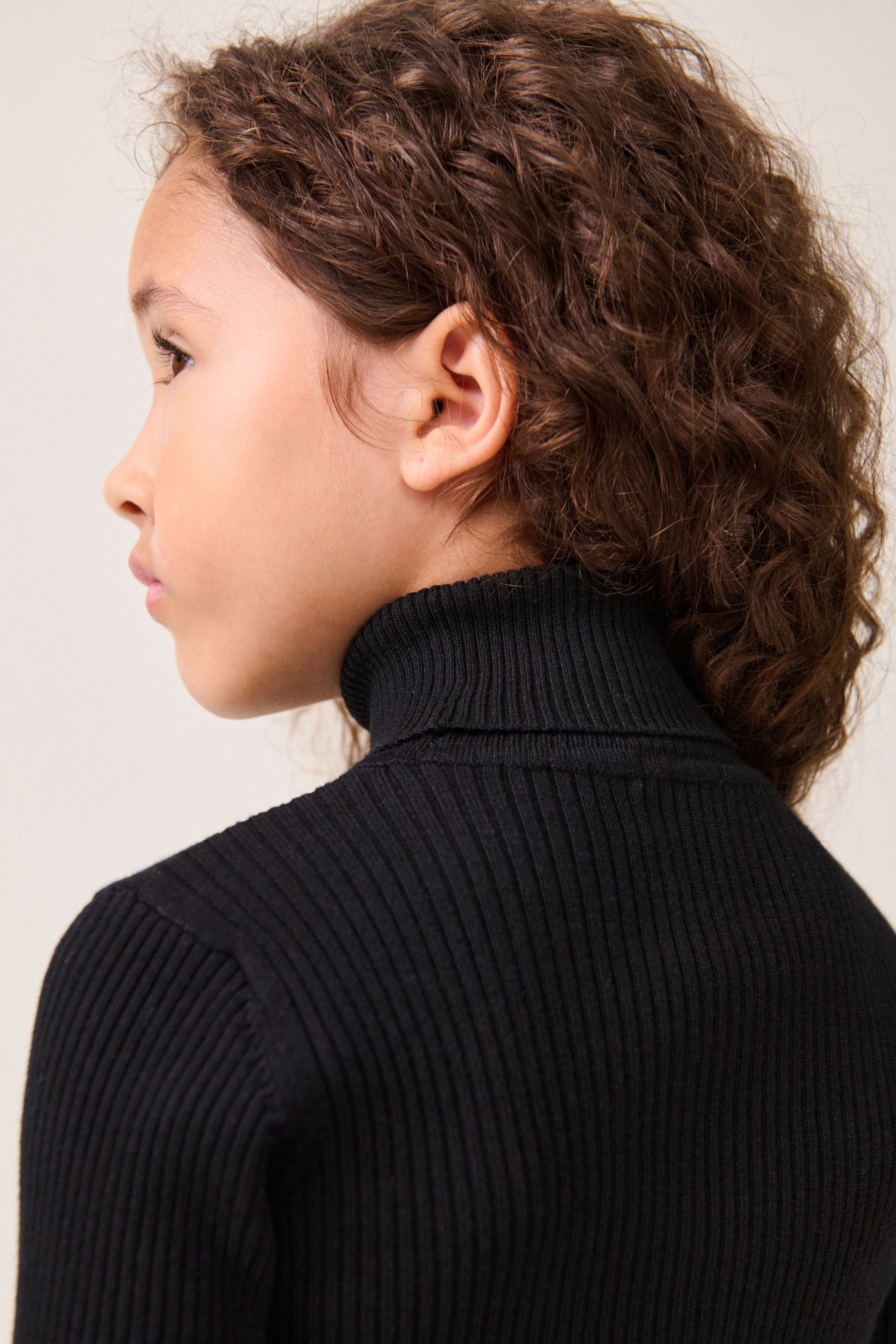 Girls black polo neck jumper cheap