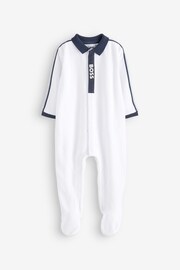 BOSS White Logo Baby Sleepsuit - Image 1 of 2