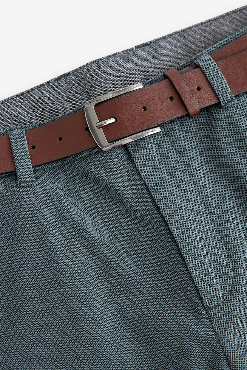 Blue Slim Fit Printed Belted Soft Touch Chino Trousers - Image 7 of 9