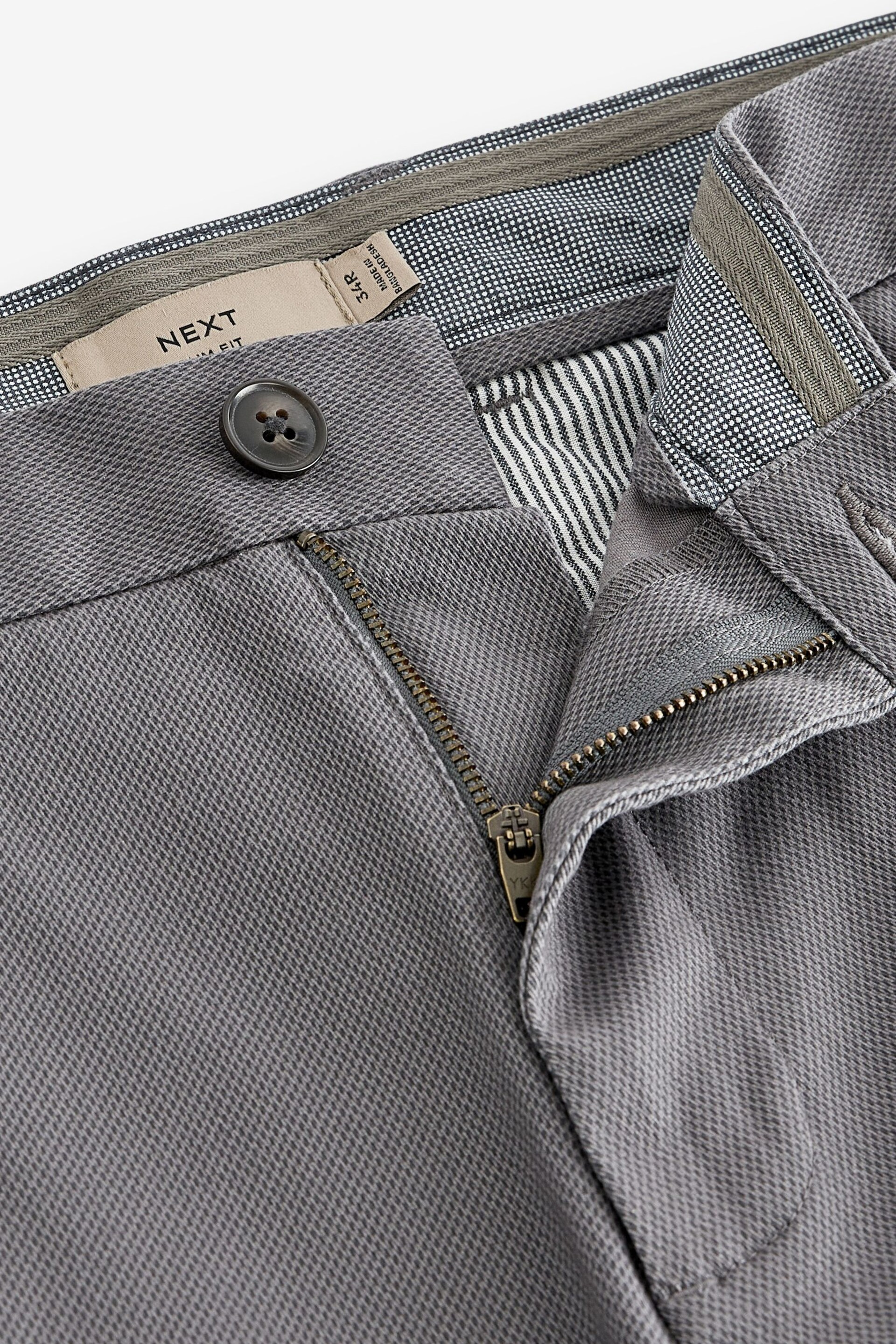 Charcoal Grey Slim Fit Stretch Printed Soft Touch Chino Trousers - Image 7 of 9