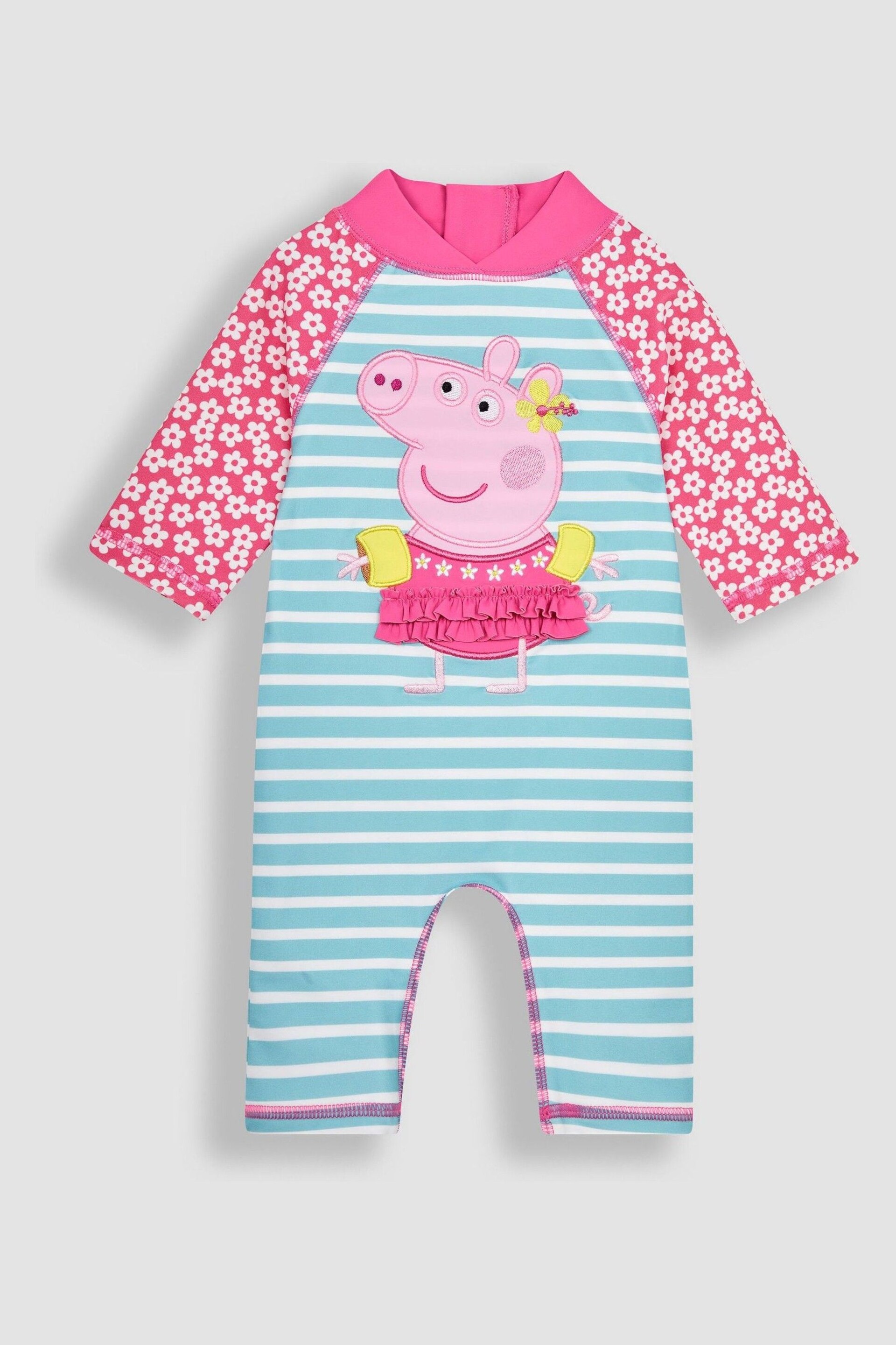 JoJo Maman Bébé Pink Peppa Pig UPF 50 1-Piece Sun Protection Suit - Image 3 of 6