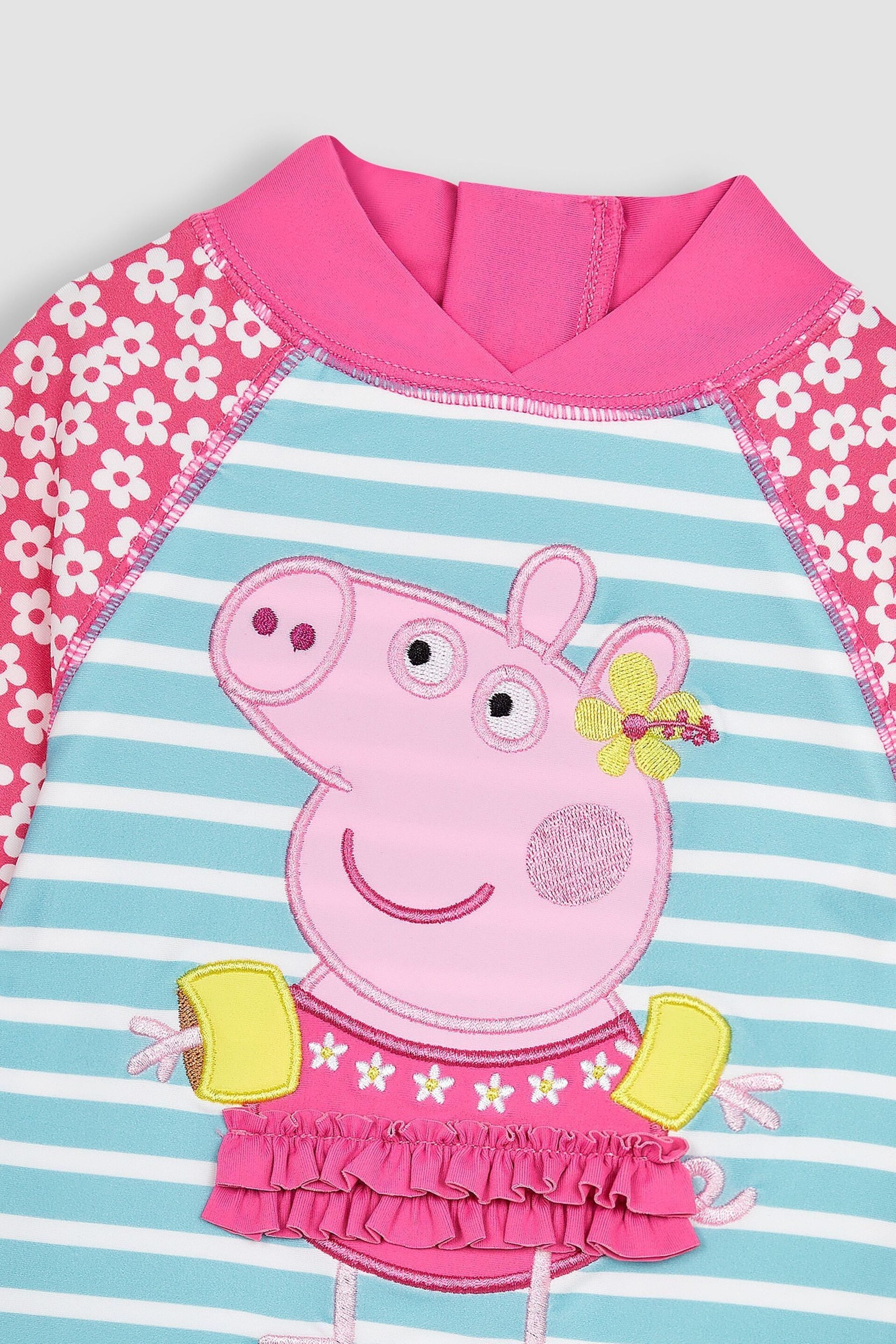 JoJo Maman Bébé Pink Peppa Pig UPF 50 1-Piece Sun Protection Suit - Image 5 of 6