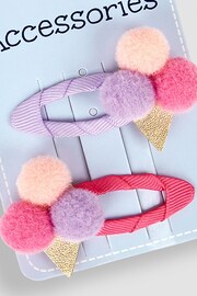 JoJo Maman Bébé Pastel 2-Pack Ice Cream Pom Pom Hair Clips - Image 3 of 3