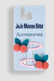 JoJo Maman Bébé Pink 2-Pack Cherry Pom Pom Clips - Image 2 of 3