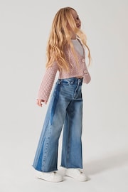 River Island Blue Girls Denim Patchwork Wide Leg Jeans - Image 1 of 6