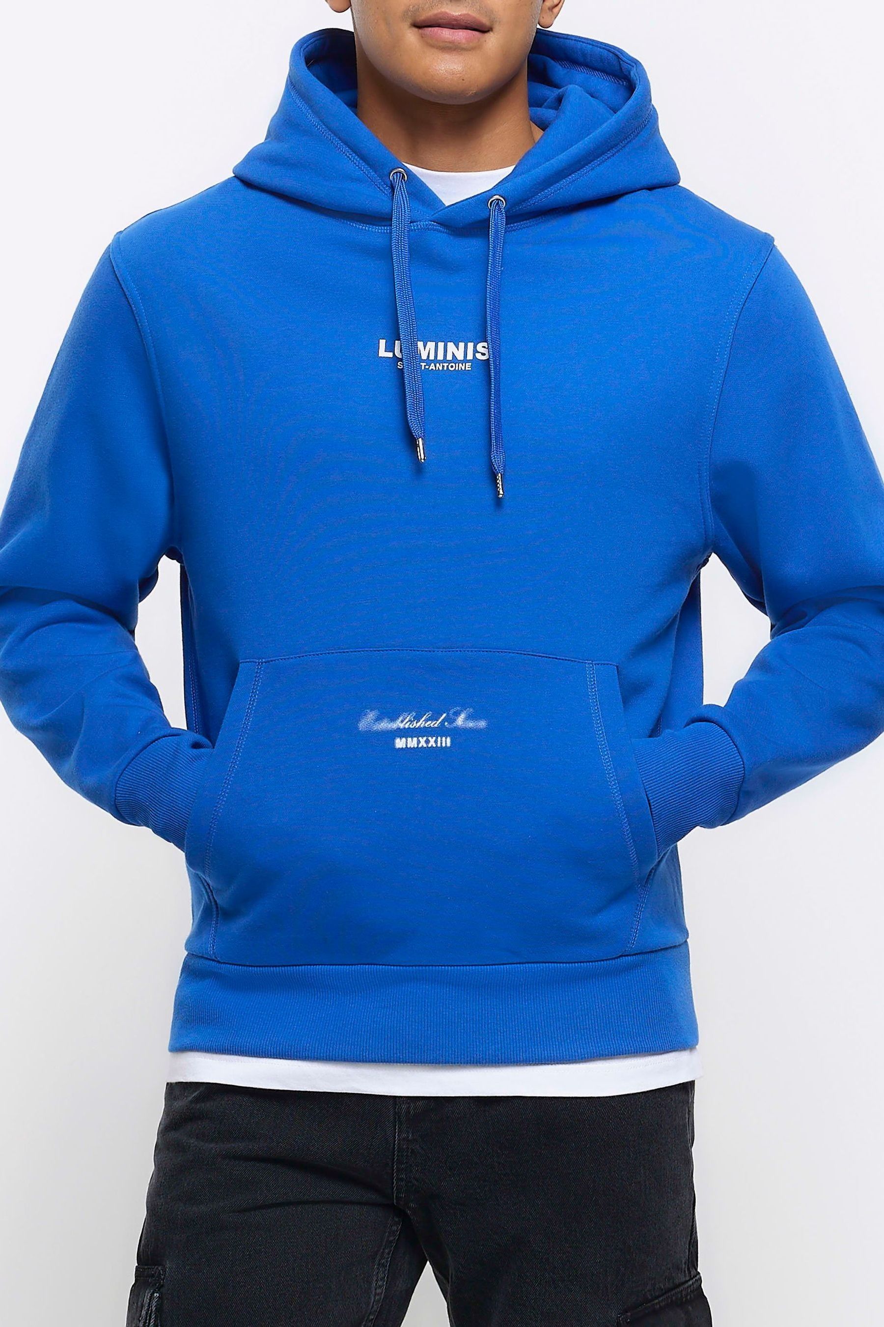 Buy River Island Blue 100 Cotton Long Sleeve Luminis Hoodie from the Next UK online shop