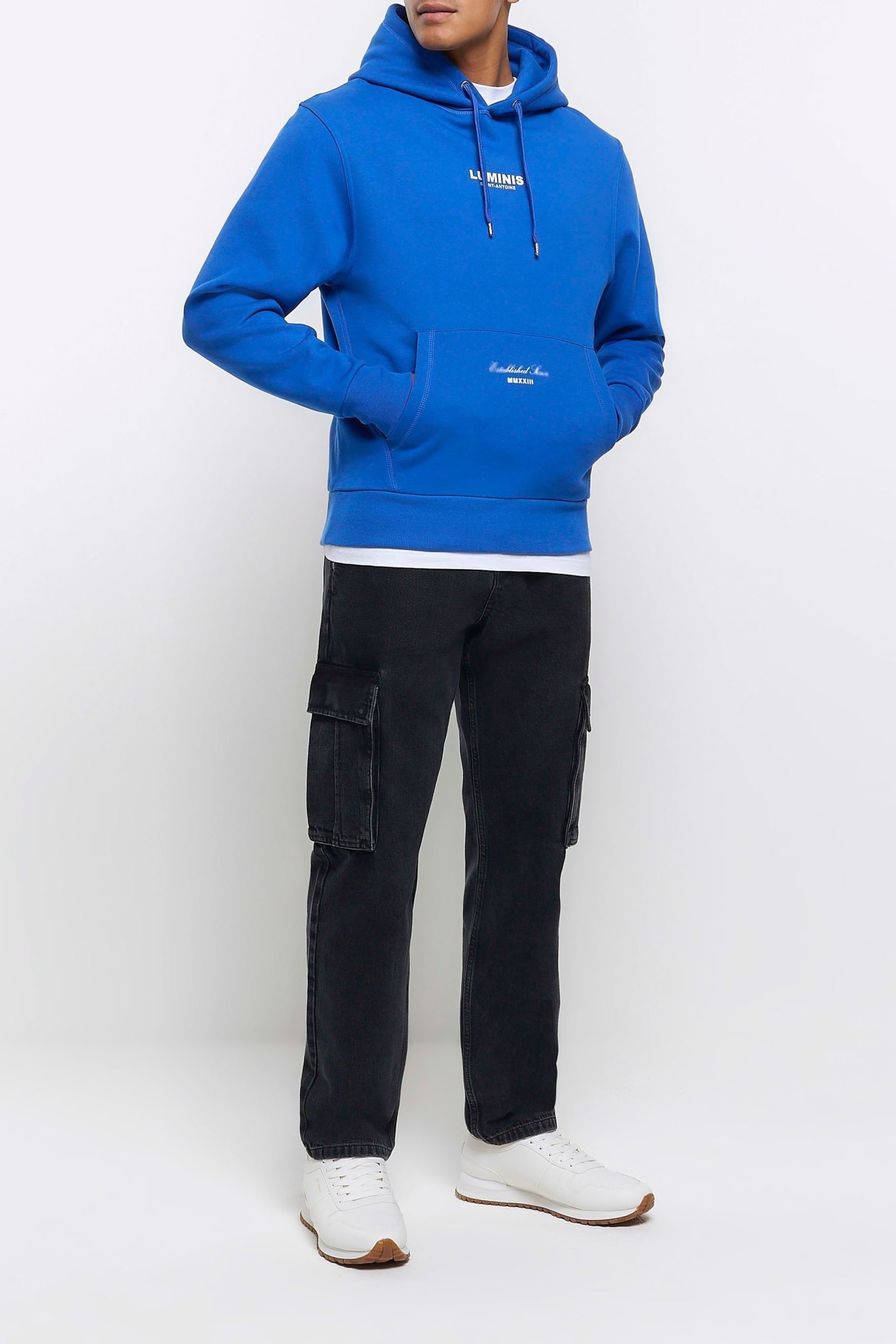 River Island Blue Long Sleeve Luminis Hoodie - Image 3 of 5