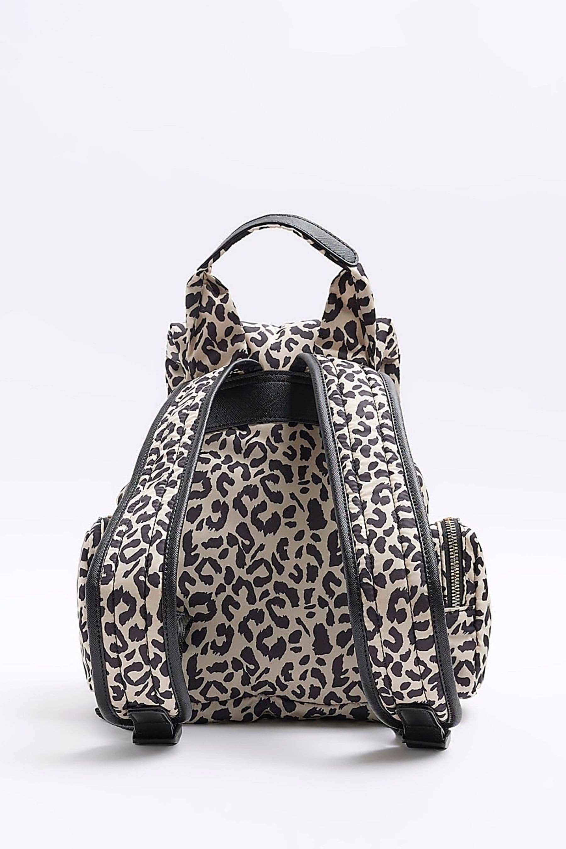 Buy River Island Brown Girls Beige Nylon Leopard Utility Backpack from Next Luxembourg