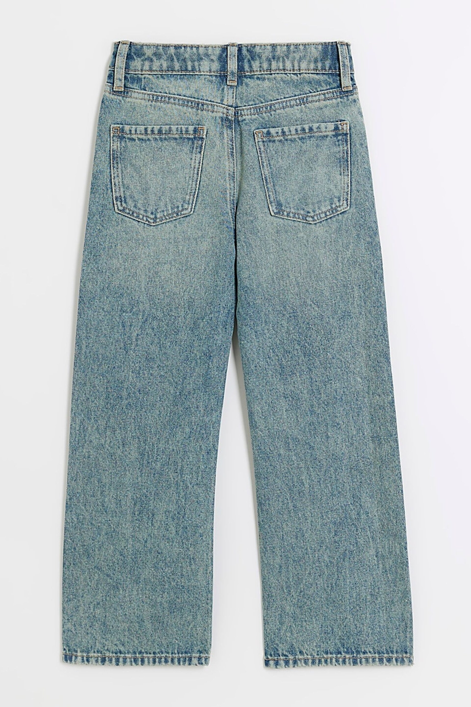 River Island Blue Girls Mid Studded Straight Fit Jeans - Image 2 of 4