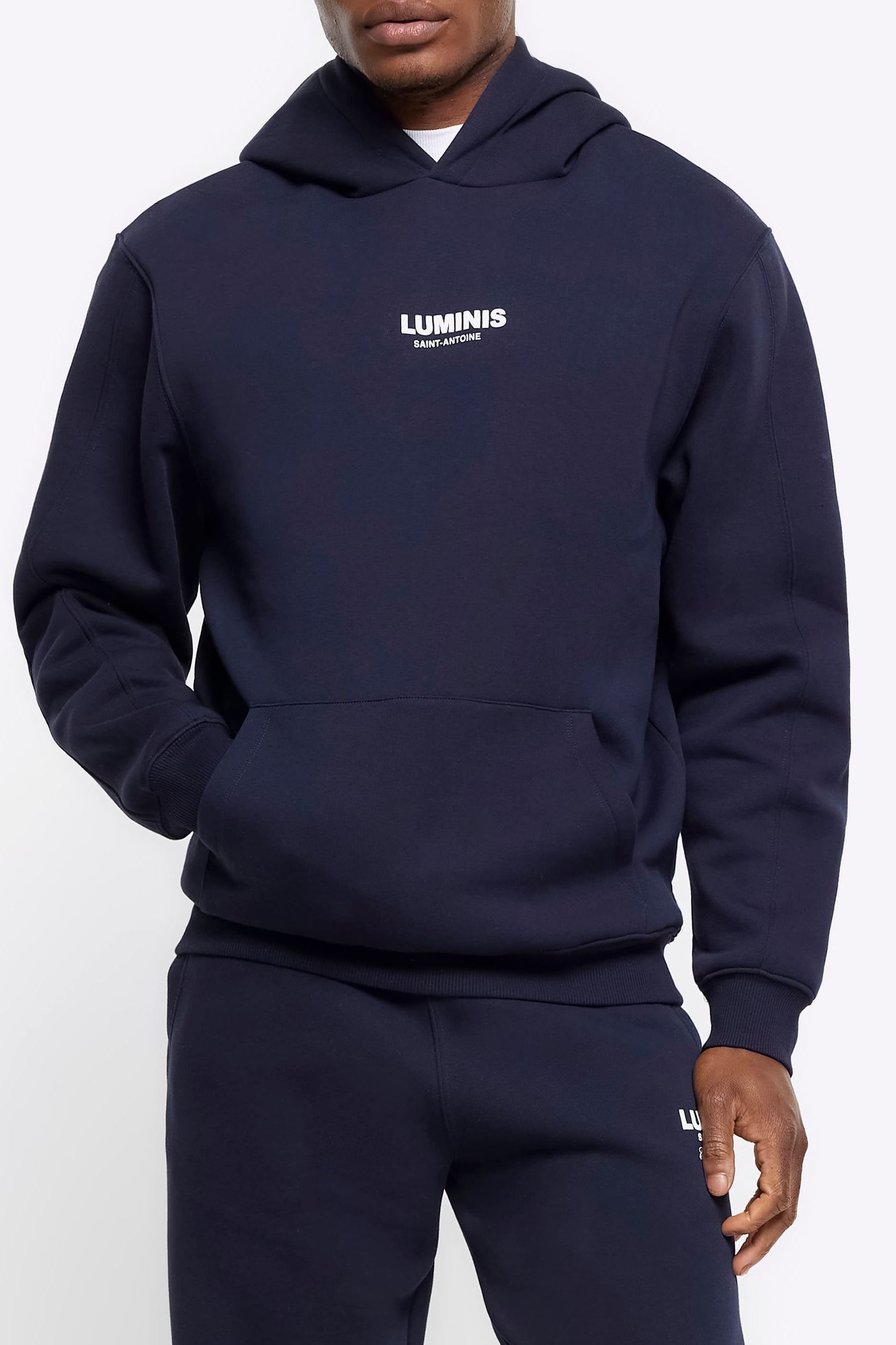 Buy River Island Blue Long Sleeve Luminis Spray Printed Hoodie from Next Luxembourg