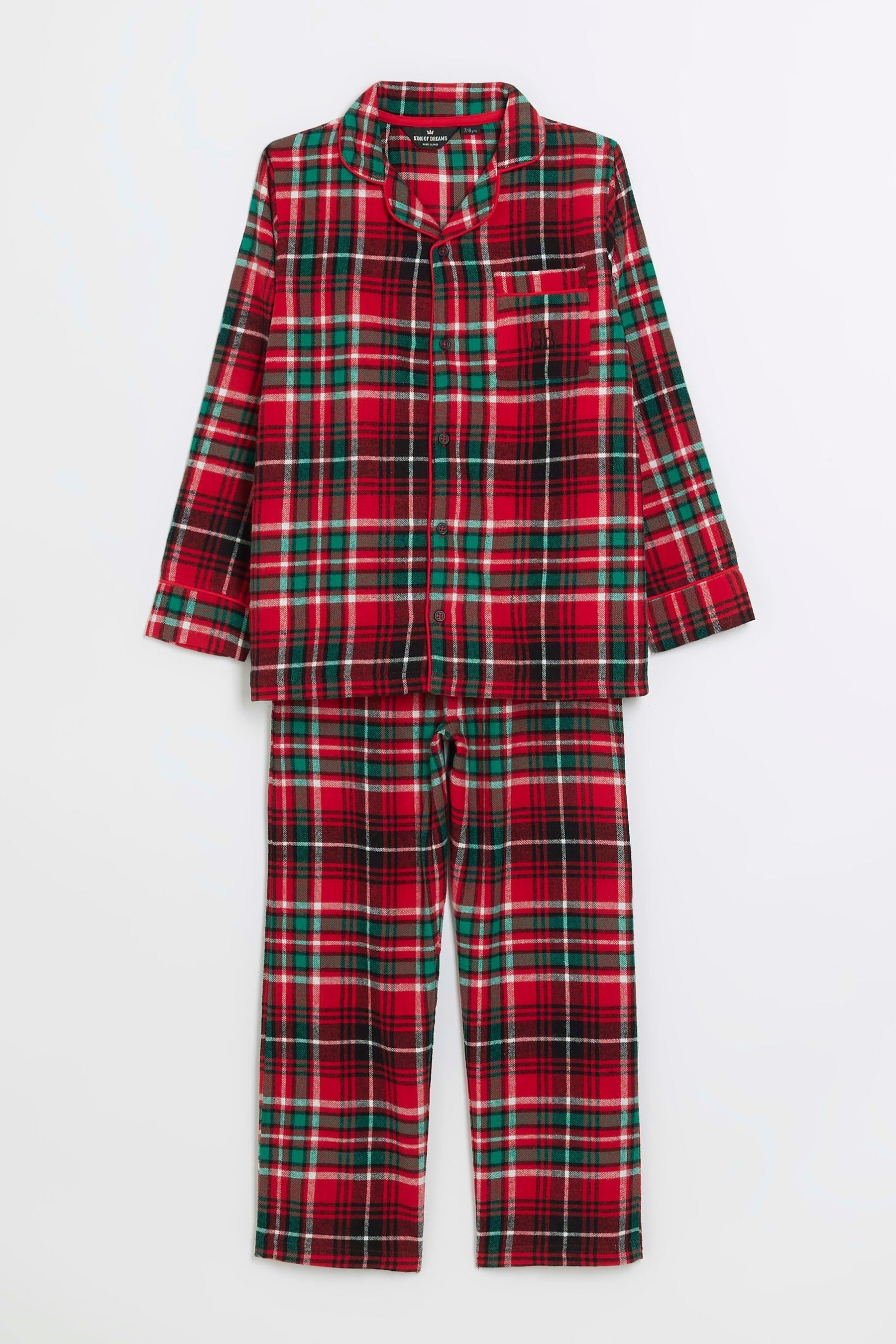 Buy River Island Red Boys 100 Cotton Family Check Pyjamas from the Next UK online shop