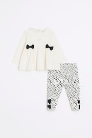 River Island Cream Baby Girls Polka Dot Peplum Set - Image 1 of 5