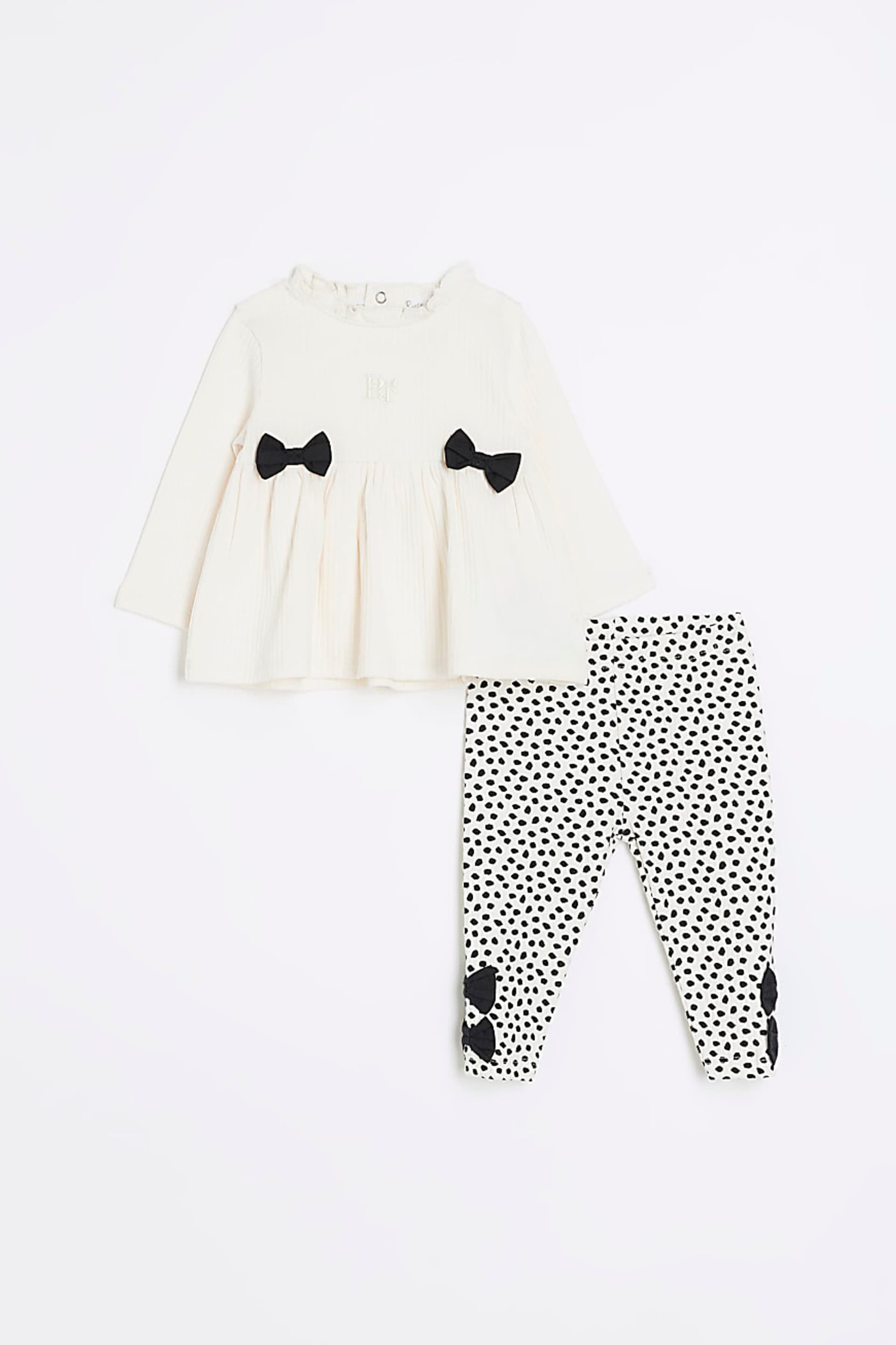 River Island Cream Baby Girls Polka Dot Peplum Set - Image 1 of 5