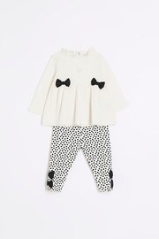 River Island Cream Baby Girls Polka Dot Peplum Set - Image 2 of 5