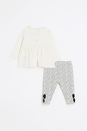 River Island Cream Baby Girls Polka Dot Peplum Set - Image 3 of 5