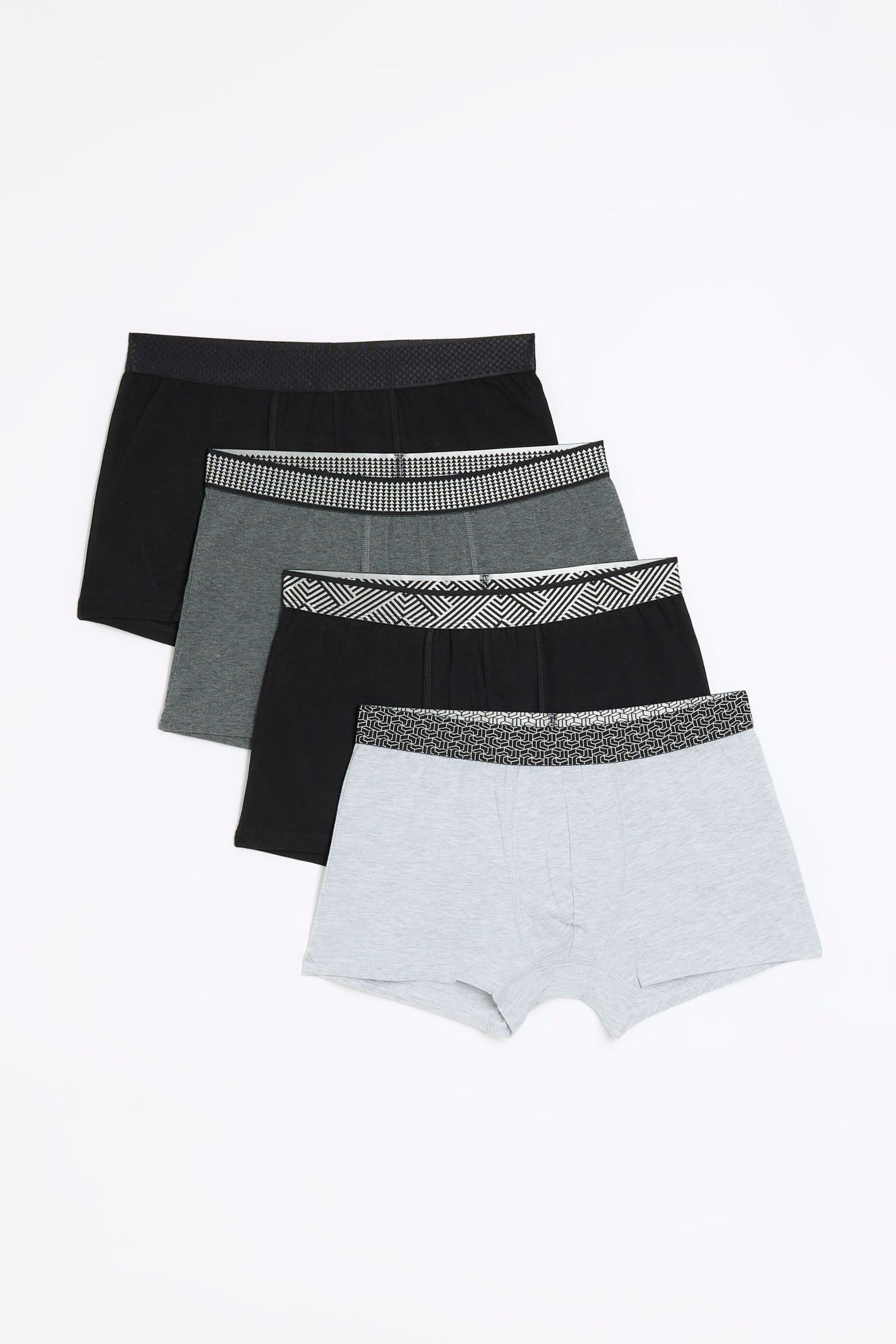 River Island Black Geometric Multipack of 4 Trunks - Image 2 of 9