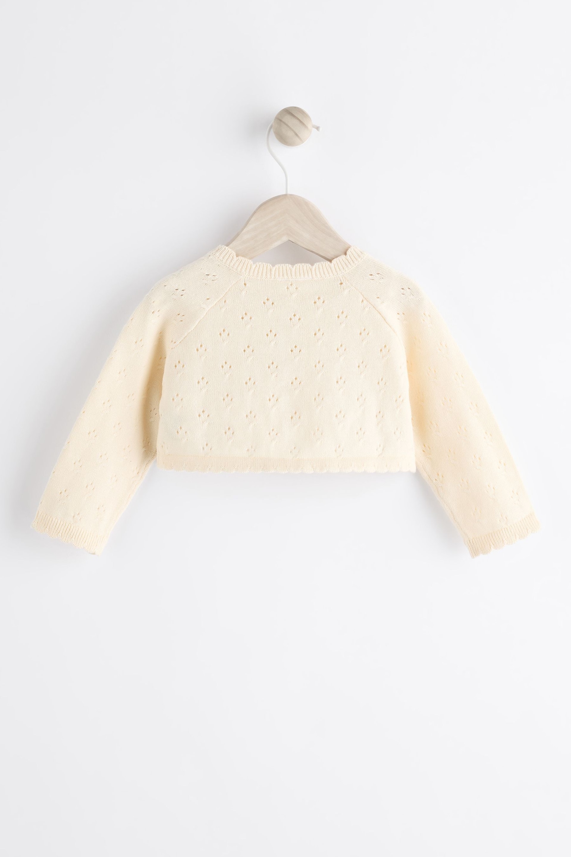 Cream Pointelle Baby Knitted Shrug Cardigan (0mths-2yrs) - Image 2 of 7