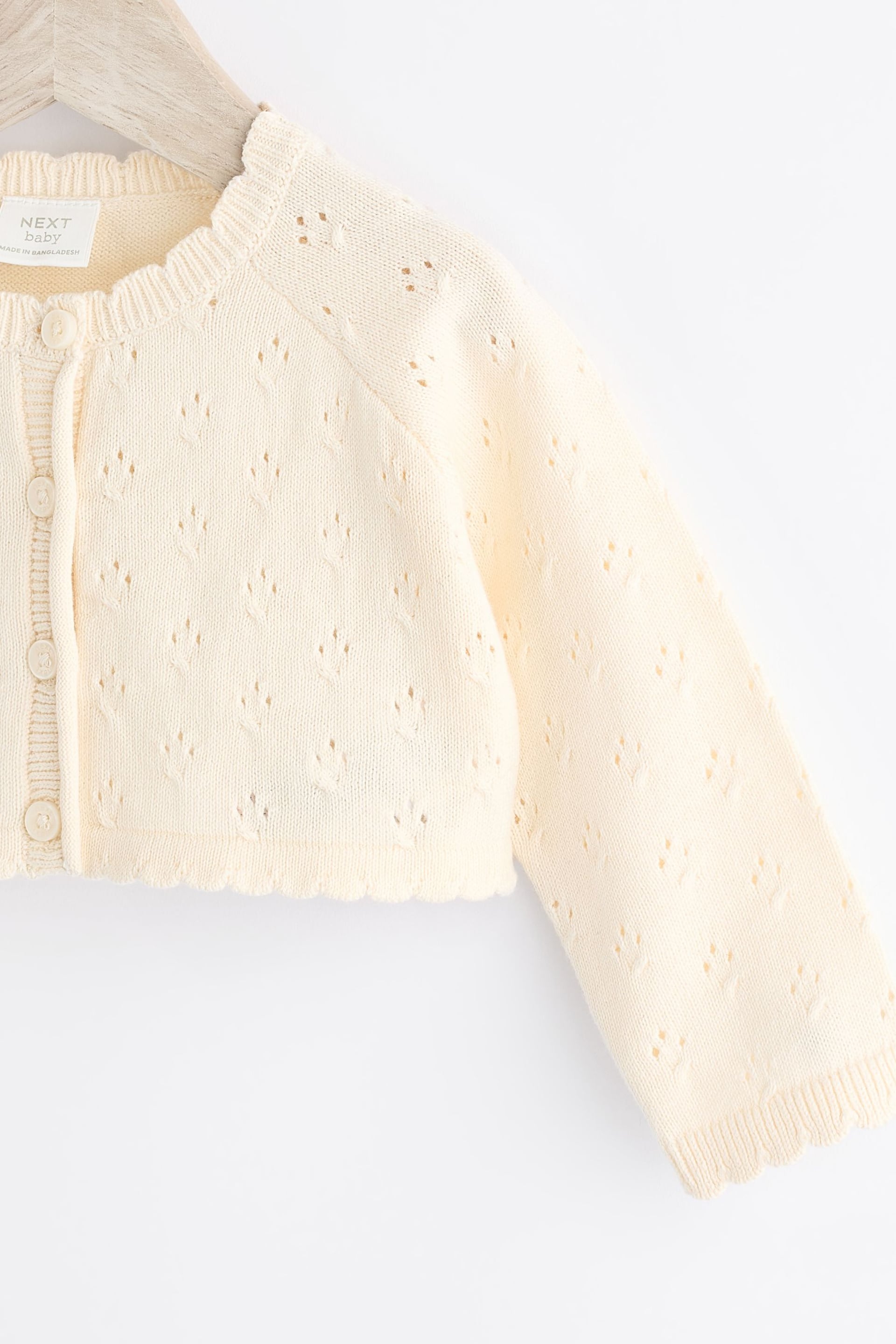Cream Pointelle Baby Knitted Shrug Cardigan (0mths-2yrs) - Image 3 of 7