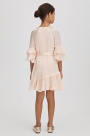 Reiss Pink Polly Senior Textured Satin Frilly Dress - Image 6 of 7