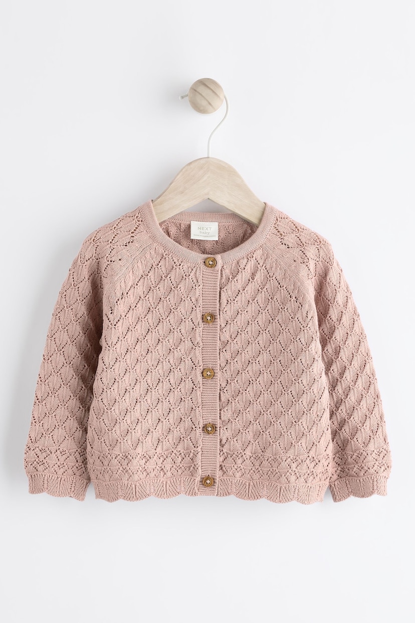 Pink Baby Pointelle Knitted Cardigan (0mths-2yrs) - Image 1 of 7