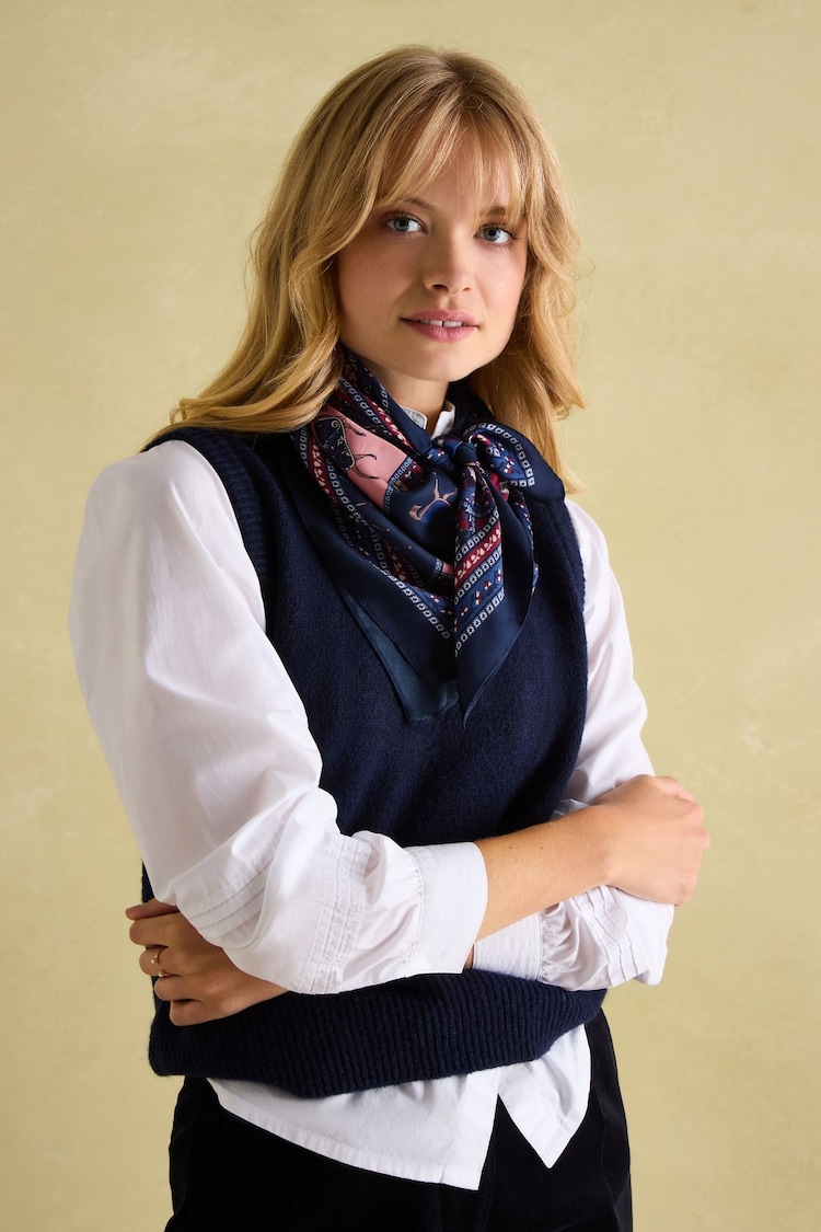 Joules Bloomfield Square Silk Scarf - 圖片 1，共 3