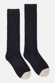 Joules Women's Rambler Navy Cable Knit Boot Socks (size 4-8) - Image 1 of 3