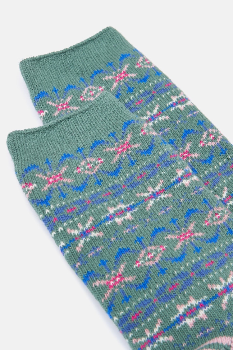 Joules Women's Lucille Green Fair Isle Boot Socks (size 4-8) - Image 2 of 3