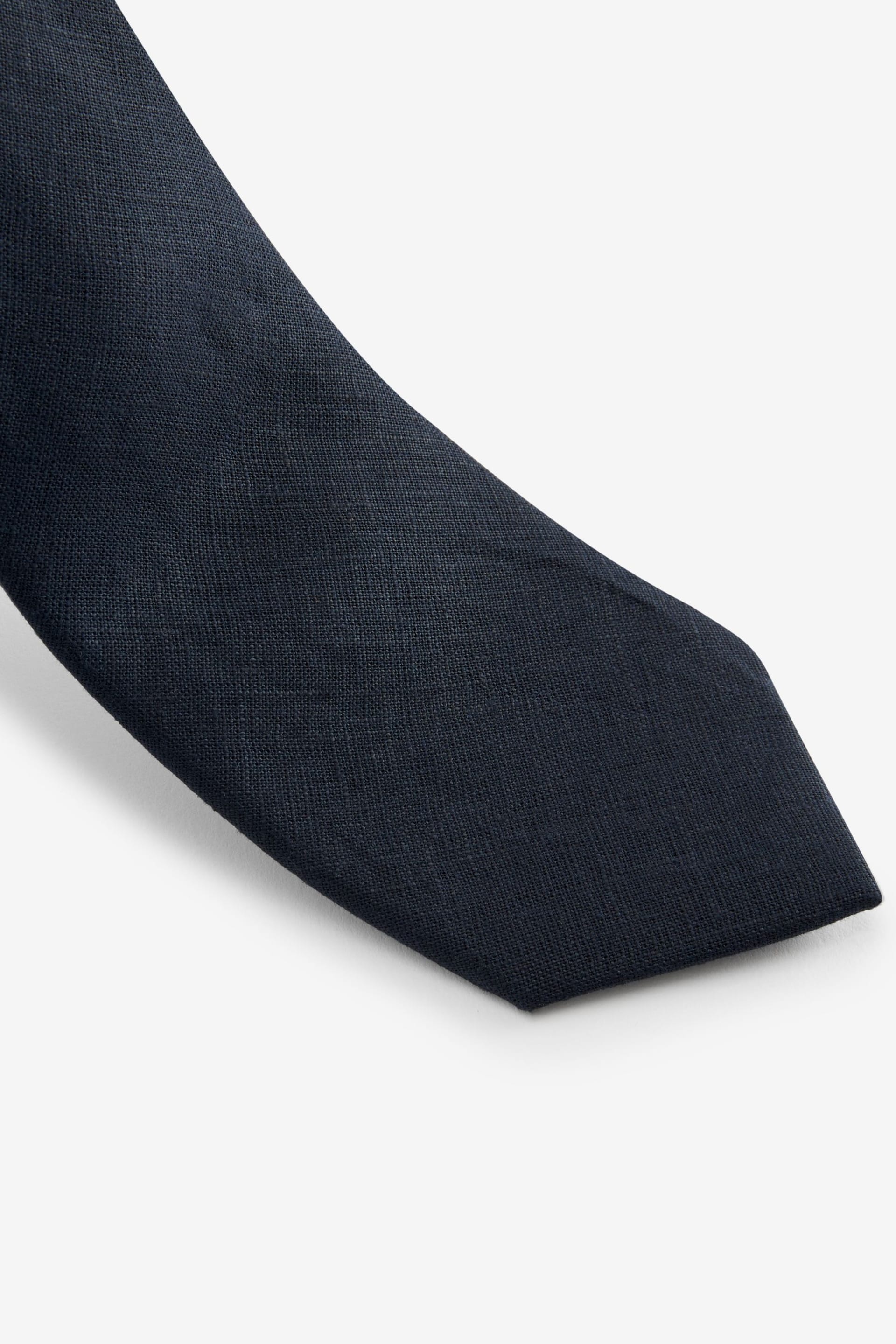Navy Blue Linen Tie - Image 2 of 3