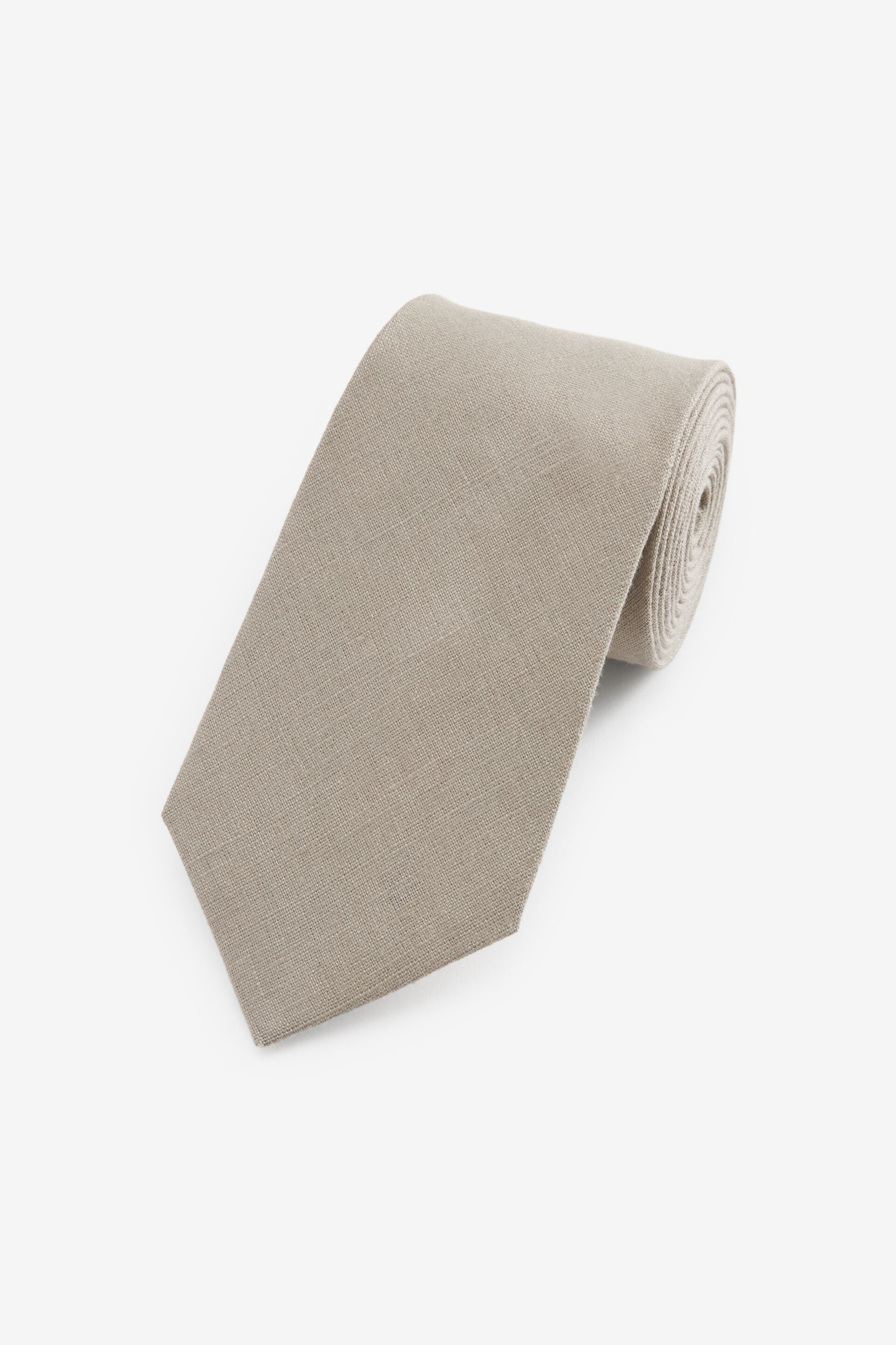 Neutral Brown Linen Tie - Image 1 of 3