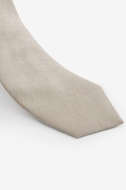 Neutral Brown Linen Tie - Image 2 of 3