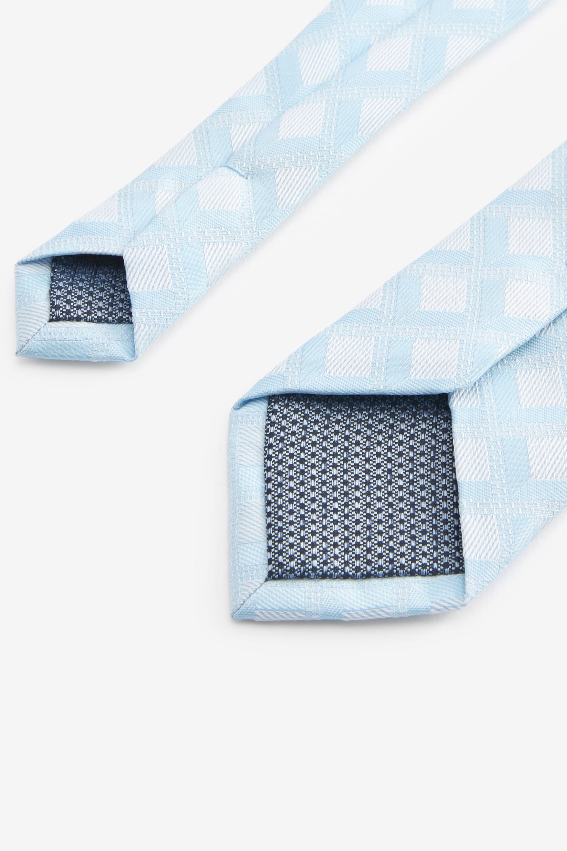 Light Blue Slim Diamond Jacquard Tie - Image 3 of 3