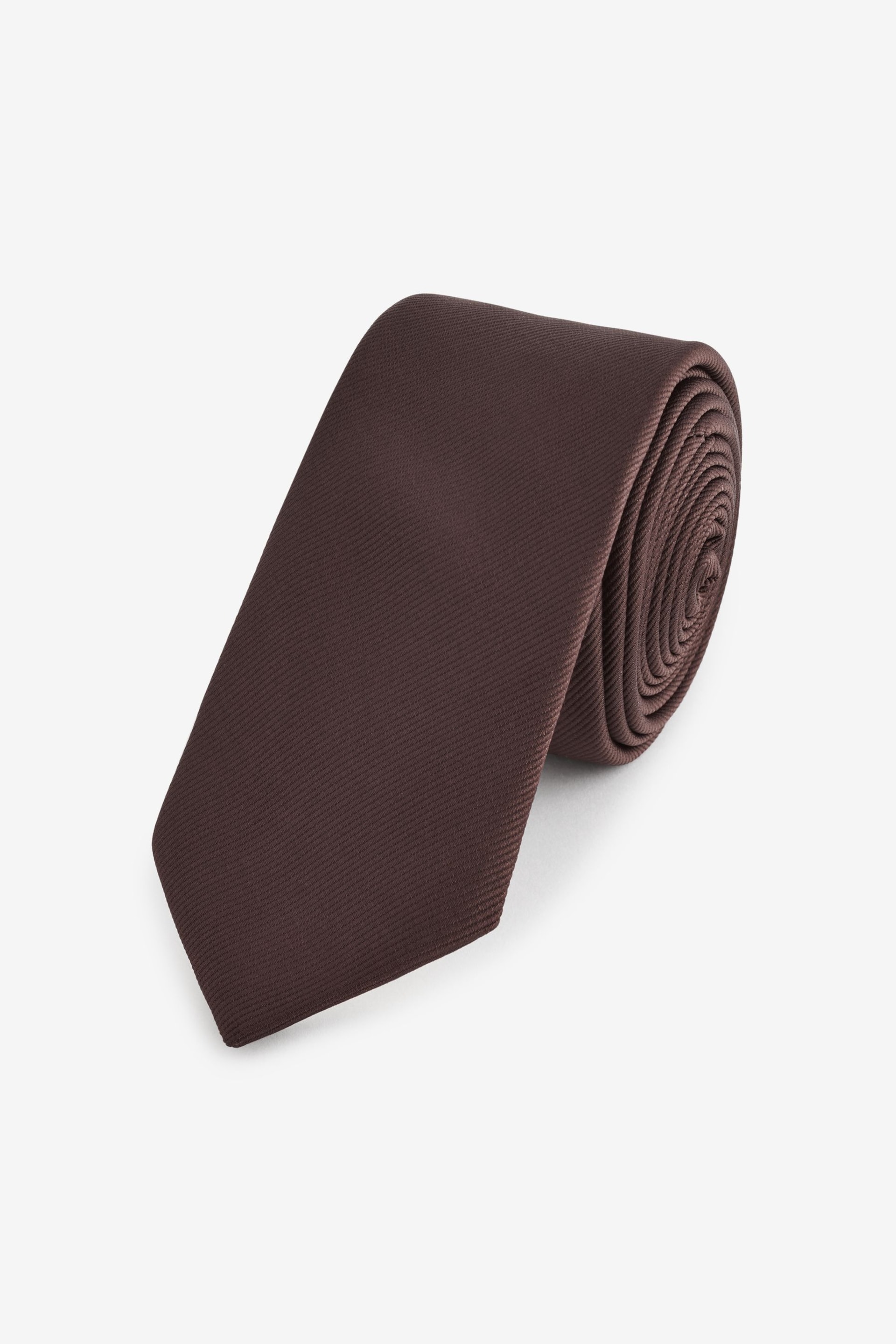 Chocolate Brown Slim Twill Tie - Image 1 of 4
