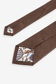 Chocolate Brown Linen Tie - Image 3 of 3