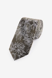 Textured Green Floral Silk Pattern Tie - Image 1 of 3
