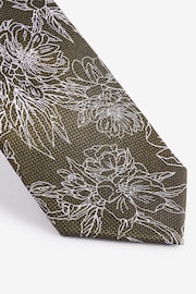 Textured Green Floral Silk Pattern Tie - Image 2 of 3