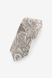 Neutral Brown Paisley Textured Tie And Clips 2 Pack - Image 2 of 7