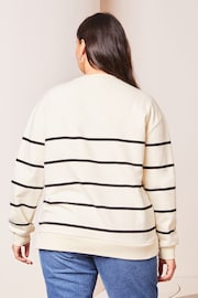 Lipsy Cream Curve Logo Stripe Crew Neck Sweatshirt - Image 2 of 4