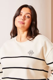 Lipsy Cream Curve Logo Stripe Crew Neck Sweatshirt - Image 4 of 4