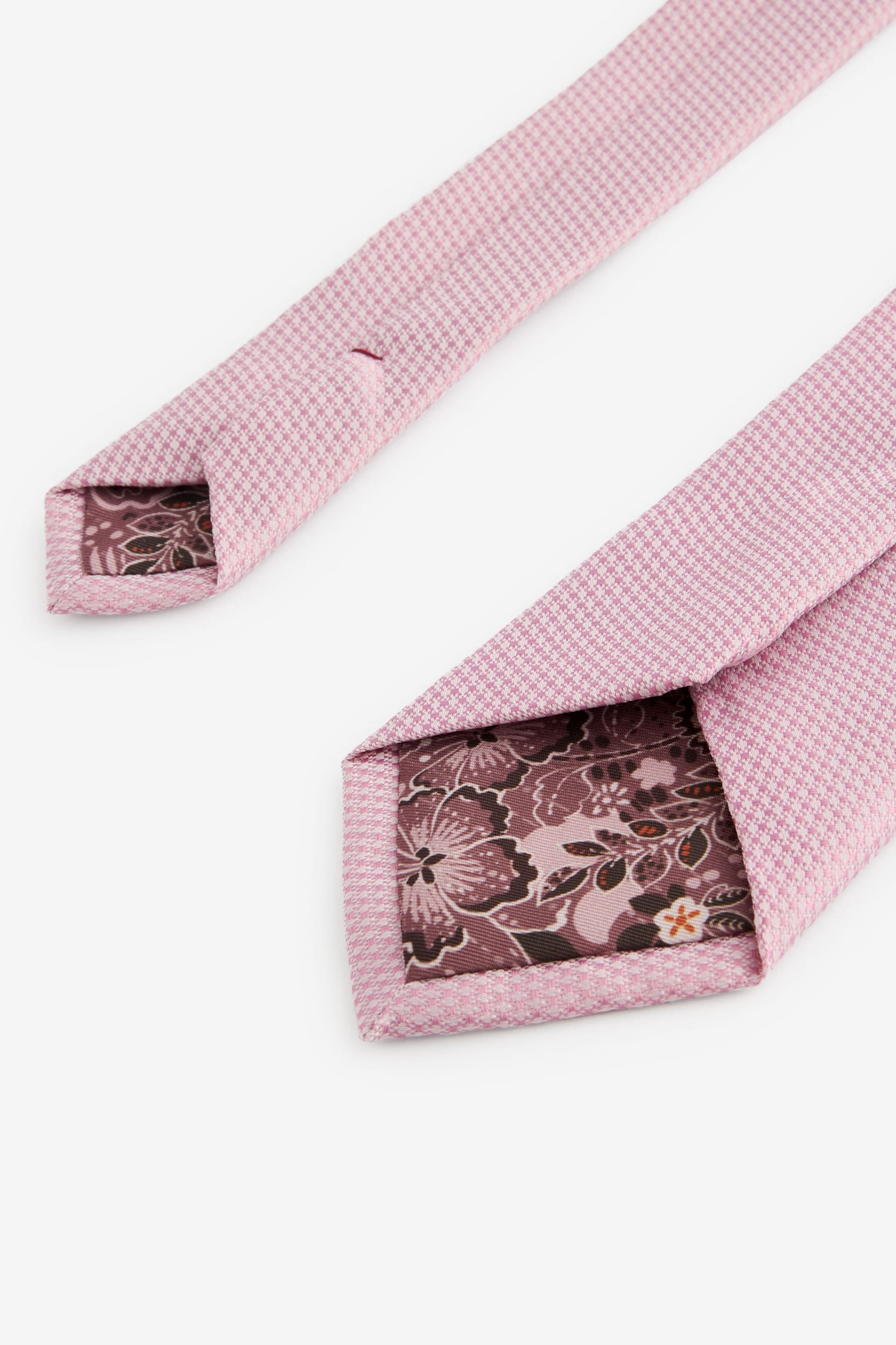 Pink Floral Tie And Pocket Square Set - Image 3 of 5