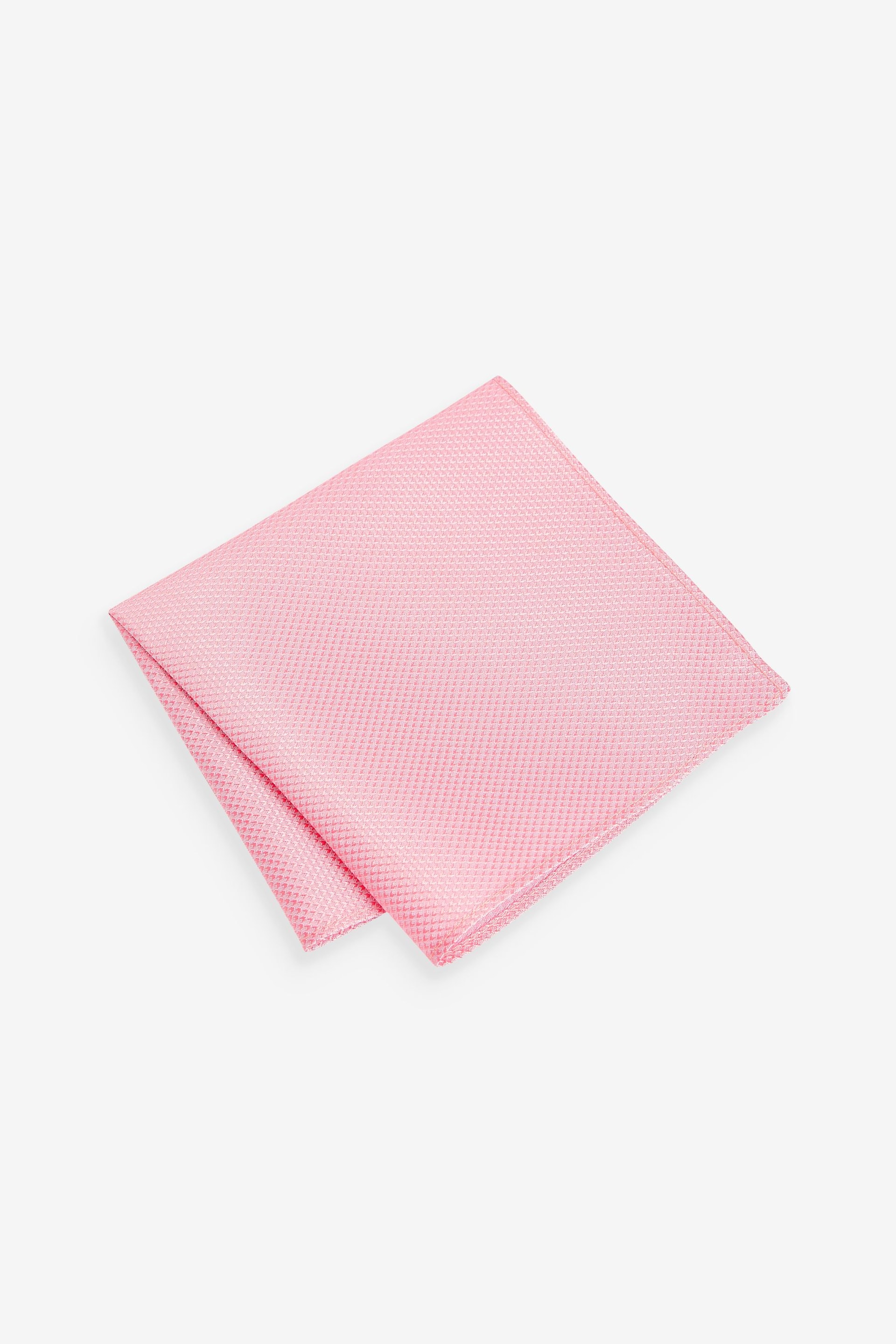 Coral Pink Textured Silk Lapel Pin And Pocket Square Set - Image 2 of 3