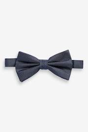 Navy Blue Textured Silk Bow Tie - Image 1 of 4