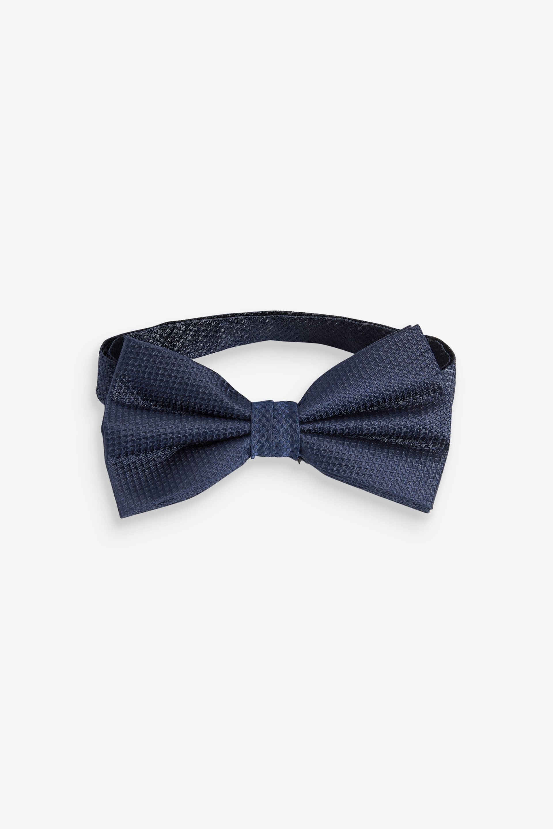 Navy Blue Textured Silk Bow Tie - Image 2 of 4
